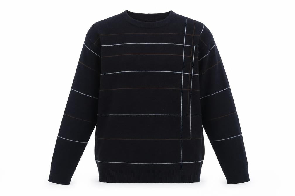 Rapidfire Mens Blue Crew Neck Striped Acrylic Pullover Jumper Size M Long Sleeve