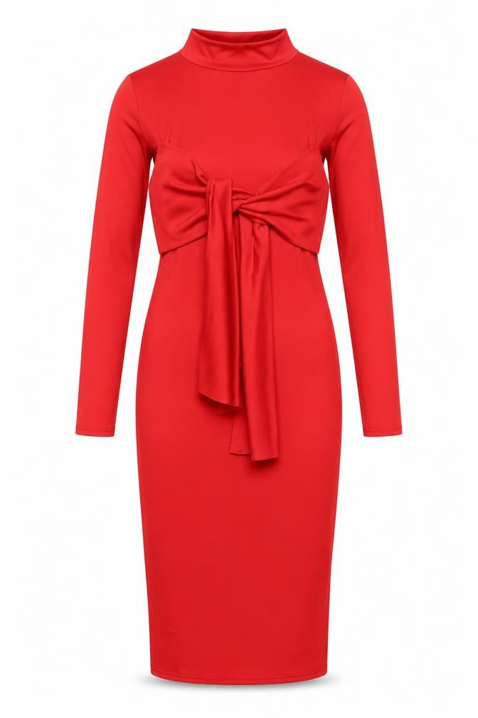 PRETTYLITTLETHING Womens Red Polyester Bodycon Size 8 Mock Neck Pullover
