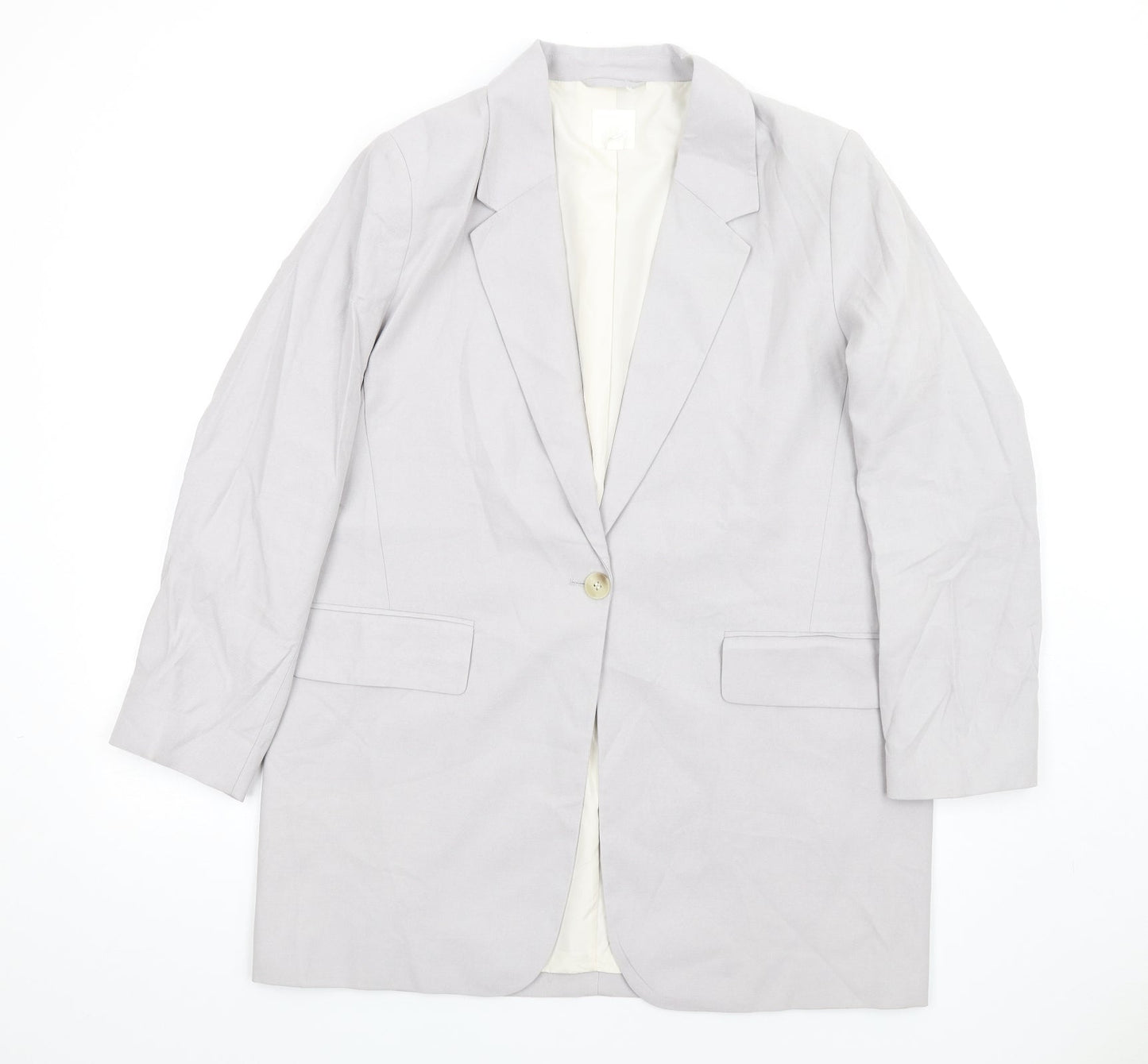 H&M Mens Grey Jacket Blazer Size M Button