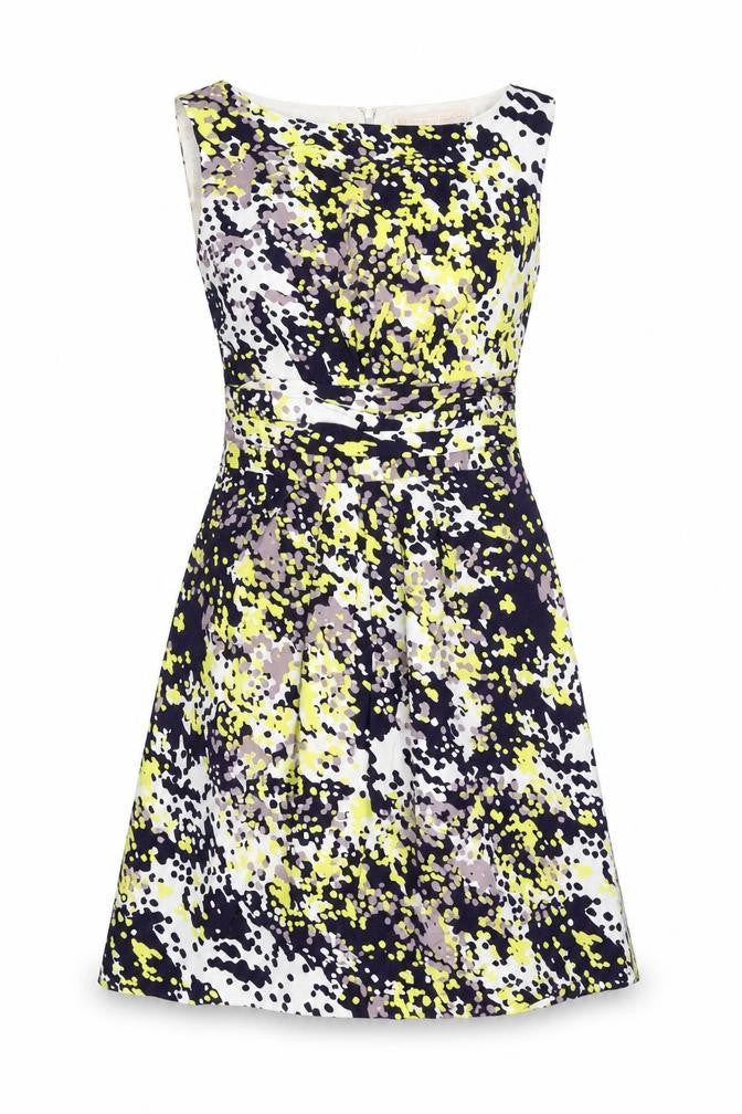Fenn Wright Manson Womens Multicoloured Geometric Linen A-Line Size 10 Round Neck Zip