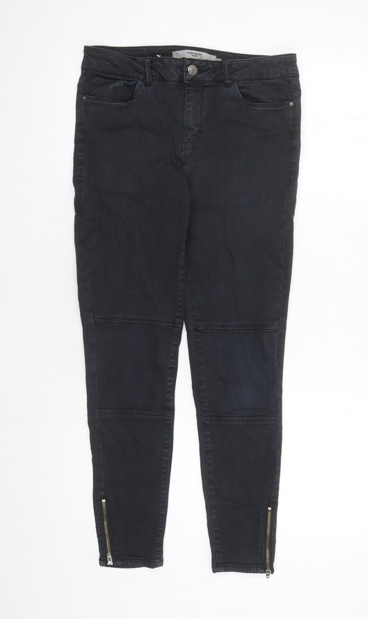 VERO MODA Womens Black Cotton Skinny Jeans Size 30 in L26 in Regular Zip - Zip Detail On Ankle