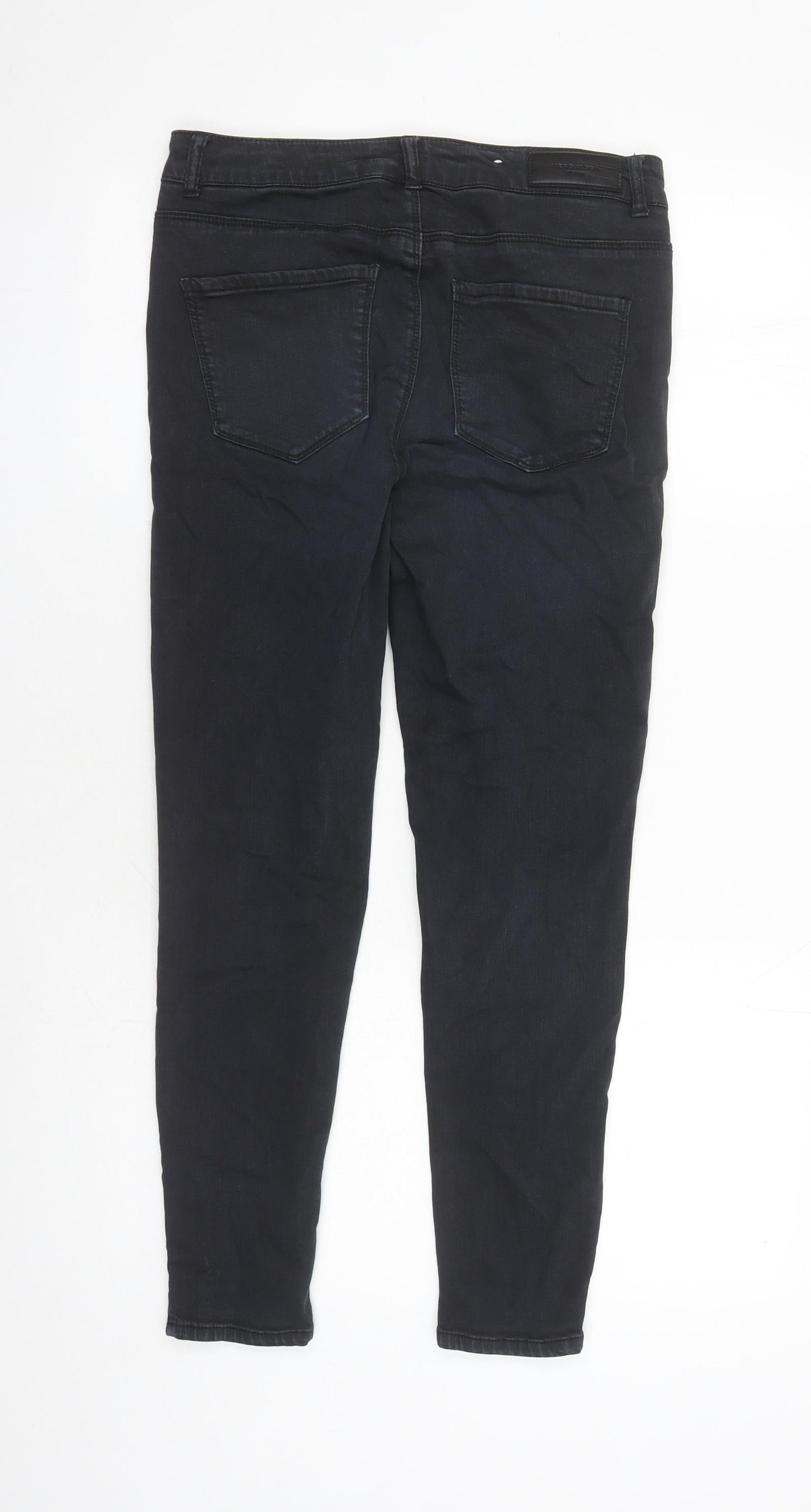 VERO MODA Womens Black Cotton Skinny Jeans Size 30 in L26 in Regular Zip - Zip Detail On Ankle