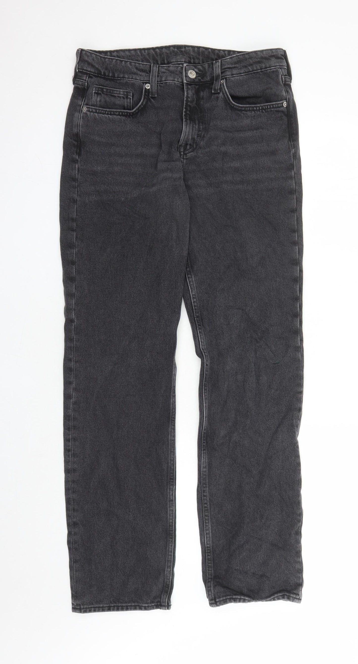 H&M Womens Black Cotton Straight Jeans Size 10 L31 in Regular Zip