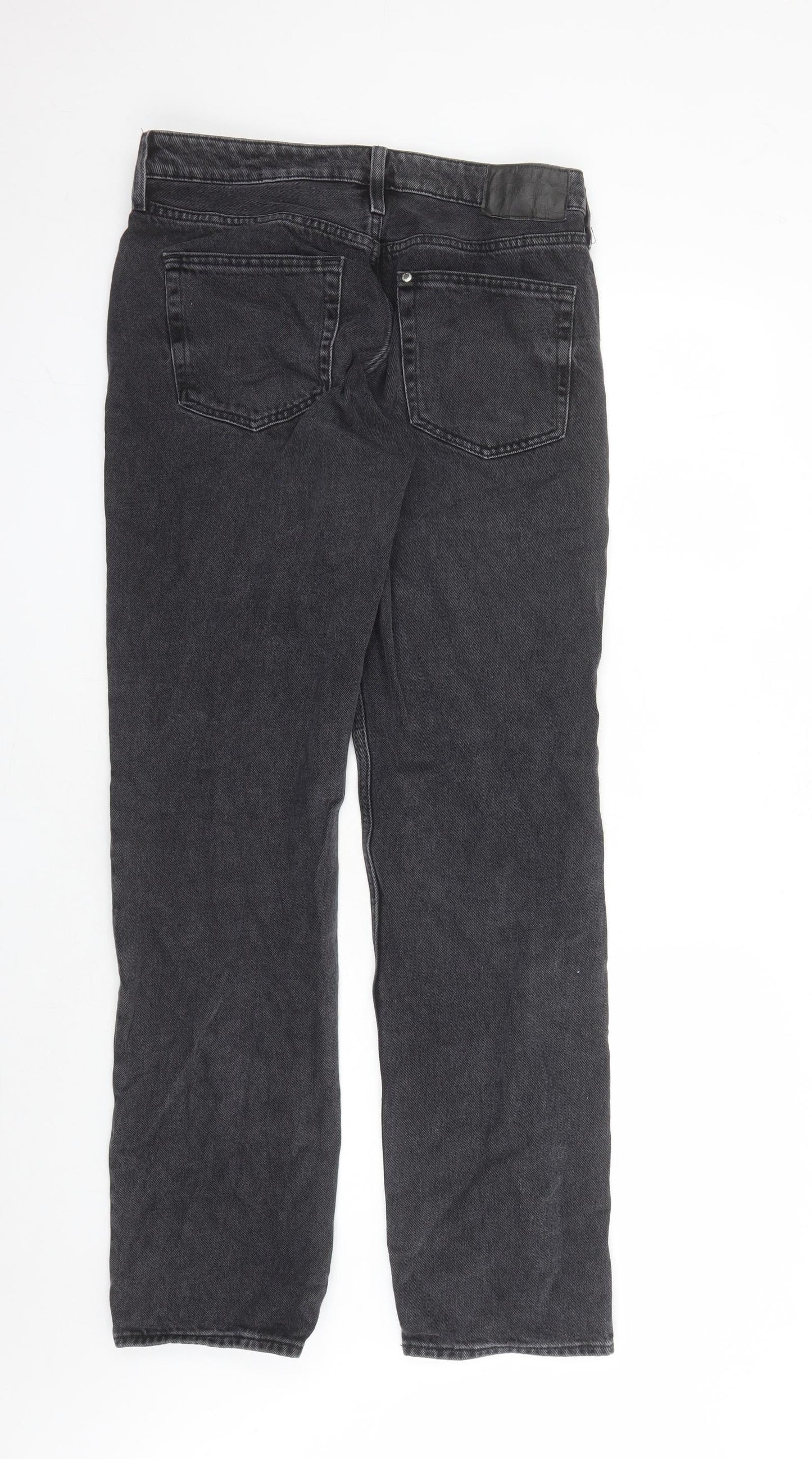 H&M Womens Black Cotton Straight Jeans Size 10 L31 in Regular Zip