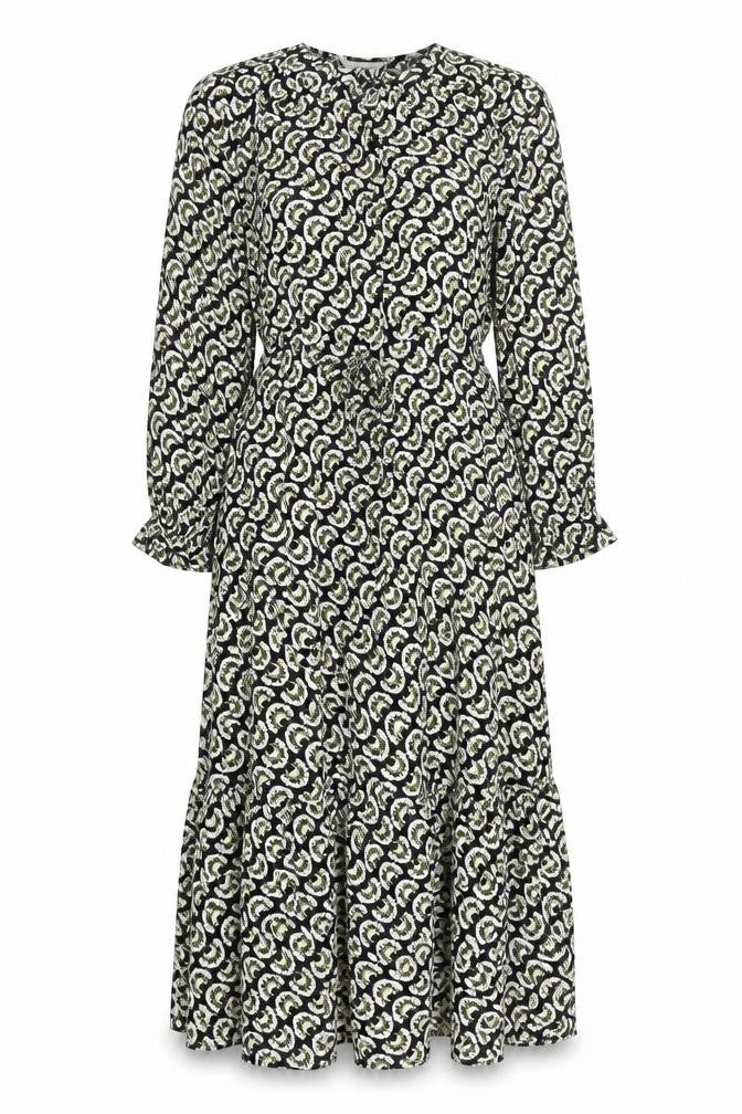 Per Una Womens Black Geometric Viscose Maxi Size 8 Round Neck Pullover - Keyhole Neckline