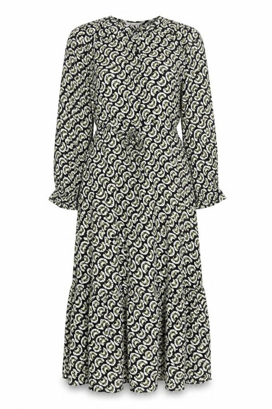 Per Una Womens Black Geometric Viscose Maxi Size 8 Round Neck Pullover - Keyhole Neckline