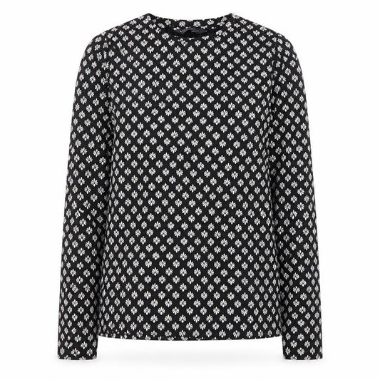 Marks and Spencer Womens Black Geometric Cotton Basic T-Shirt Size 8 Round Neck