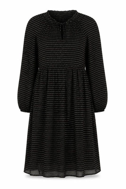 Per Una Womens Black Striped Viscose A-Line Size 10 Round Neck Pullover - Lined