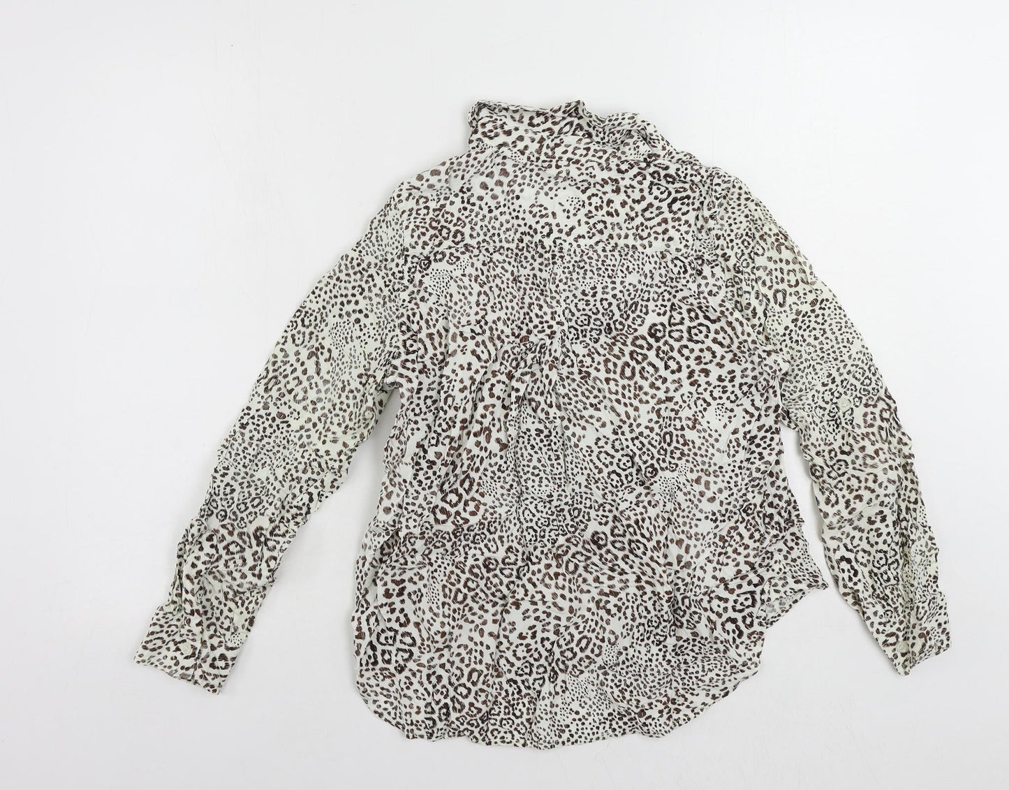 Velvet Heart Womens White Animal Print Viscose Basic Button-Up Size S Collared