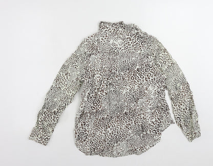 Velvet Heart Womens White Animal Print Viscose Basic Button-Up Size S Collared