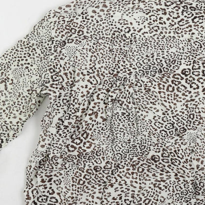 Velvet Heart Womens White Animal Print Viscose Basic Button-Up Size S Collared