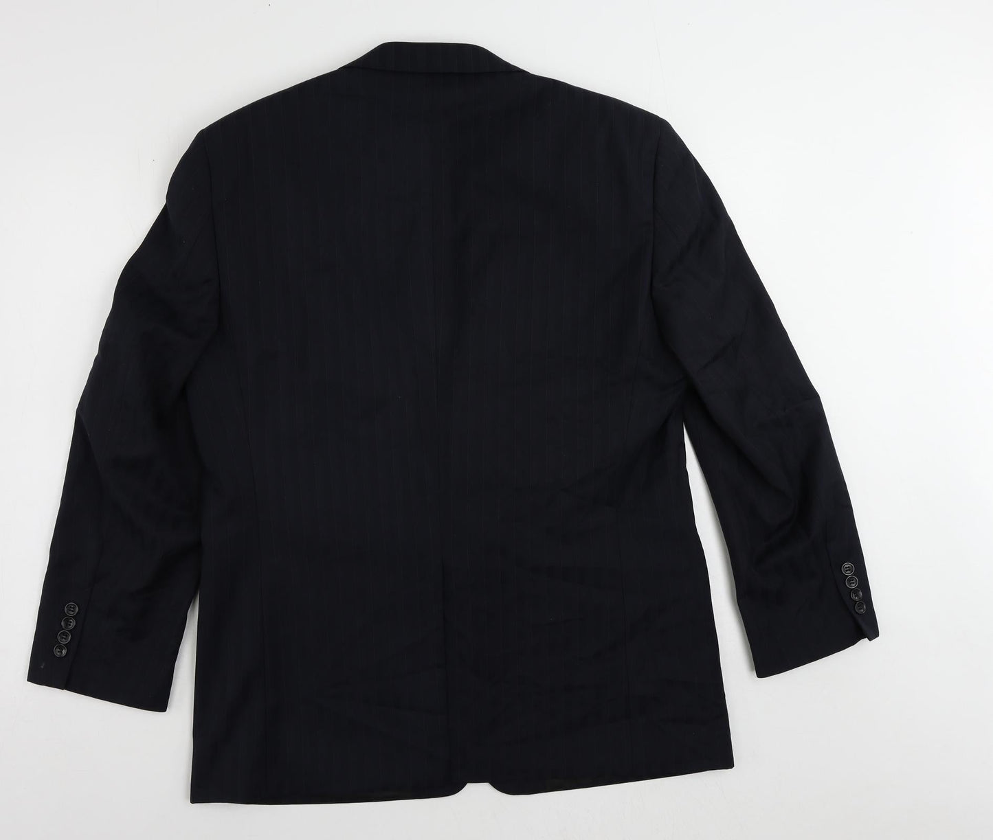 Brook Taverner Mens Blue Striped Polyester Jacket Suit Jacket Size 42 Regular