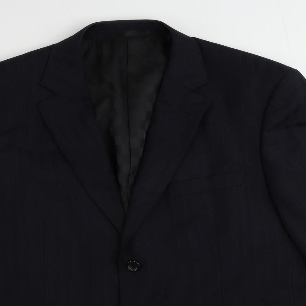Brook Taverner Mens Blue Striped Polyester Jacket Suit Jacket Size 42 Regular