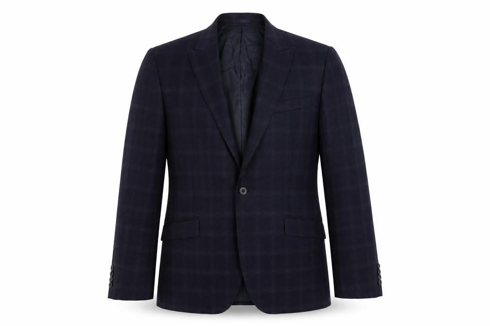 John Lewis Mens Blue Plaid Wool Jacket Suit Jacket Size 44 Regular