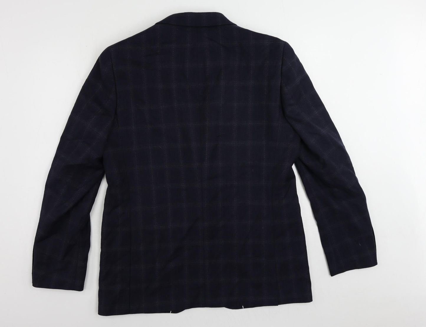 John Lewis Mens Blue Plaid Wool Jacket Suit Jacket Size 44 Regular