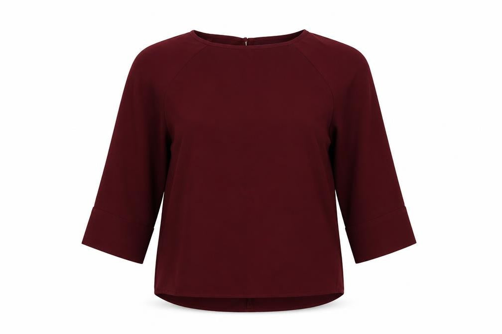 Marks & Spencer Womens Red Polyester Basic Blouse Size 12 Round Neck