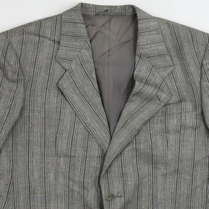 Oxley's Mens Grey Striped Cotton Jacket Blazer Size 40 Regular