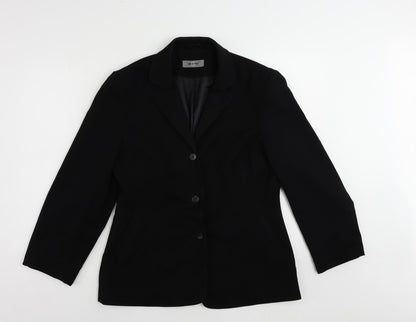 Additional front view of AMARANTO women’s black jacket blazer, size UK 14, button