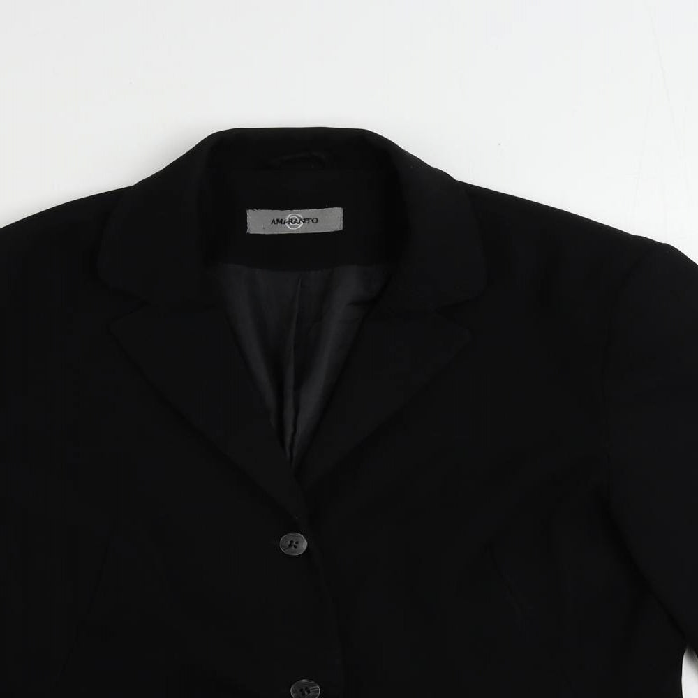 AMARANTO Womens Black Jacket Blazer Size 14 Button