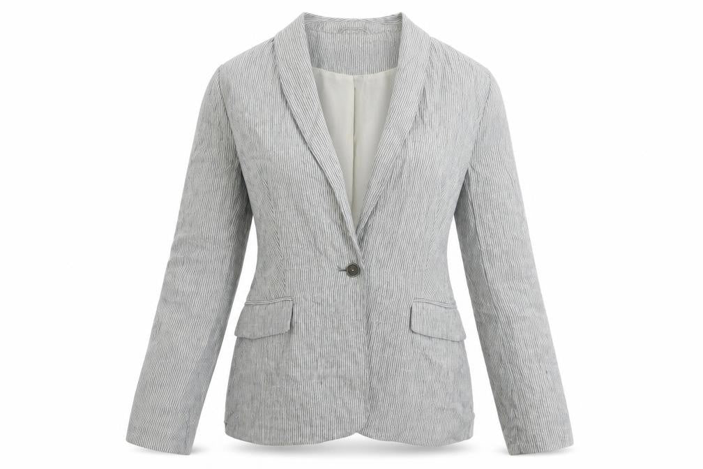 Gharani Strok Womens Blue Striped Jacket Blazer Size XS Button