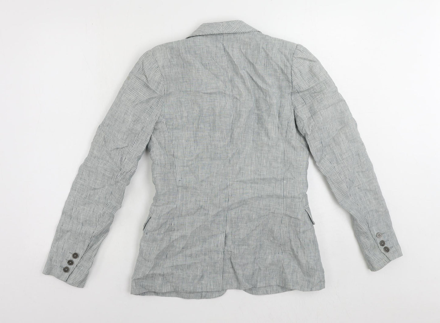 Gharani Strok Womens Blue Striped Jacket Blazer Size XS Button