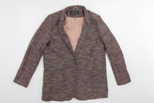 New Look Womens Pink Geometric Jacket Blazer Size 12 Snap