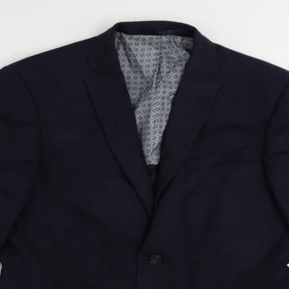 Racing Green Mens Blue Wool Jacket Suit Jacket Size 38 Regular
