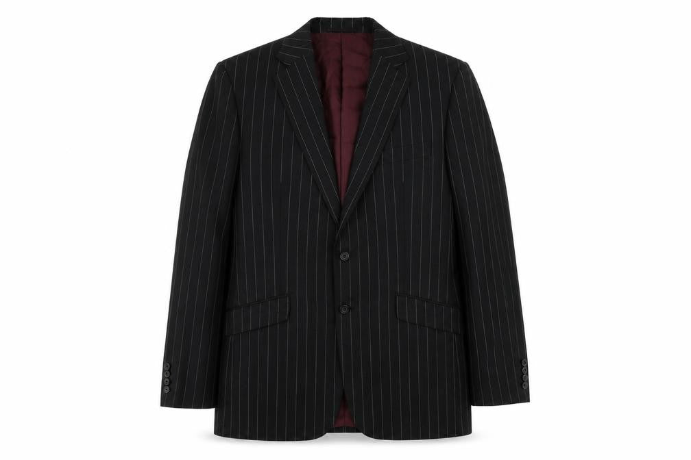 Marks & Spencer Mens Black Striped Wool Jacket Suit Jacket Size 42 Regular
