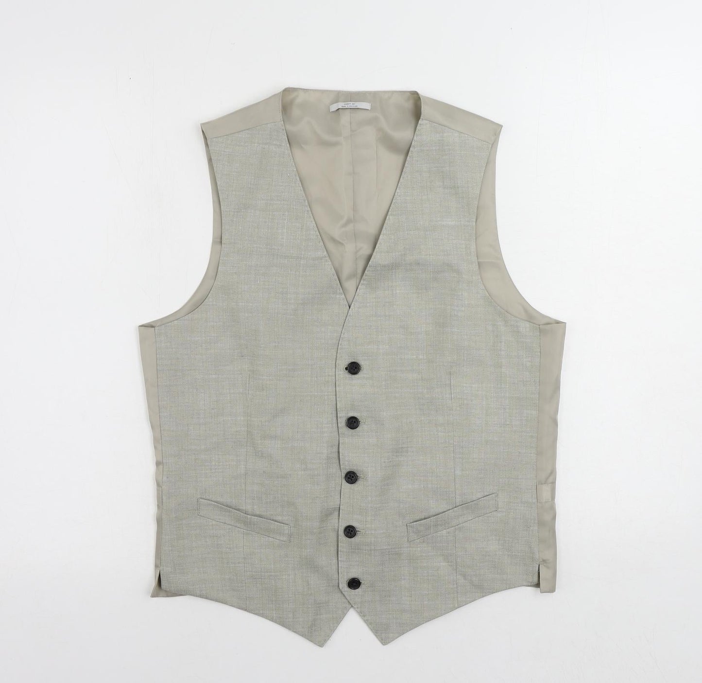 Marks and Spencer Mens Grey Linen Jacket Suit Waistcoat Size 38 Regular