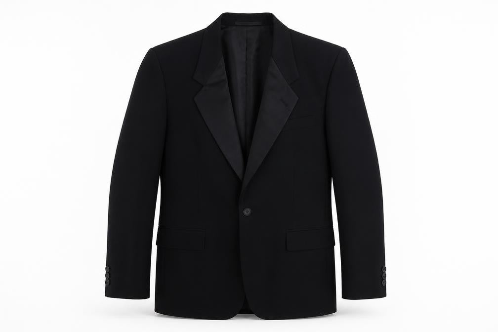 C&A Mens Black Polyester Tuxedo Suit Jacket Size 38 Regular