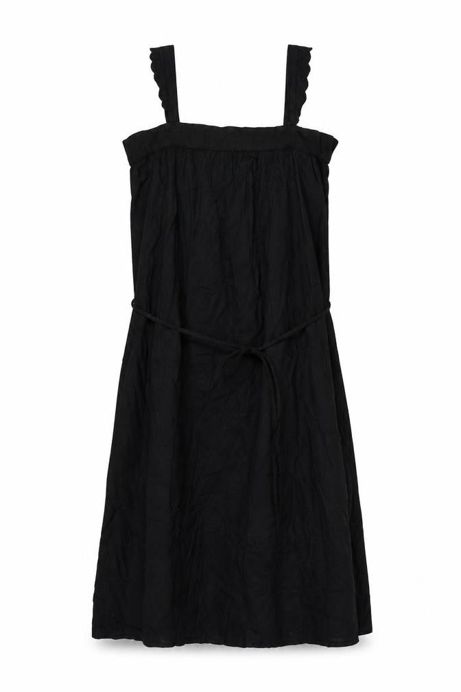 Marks Womens Black Linen Tank Dress Size 12 Square Neck Pullover