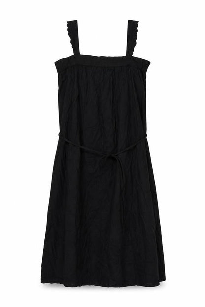Marks Womens Black Linen Tank Dress Size 12 Square Neck Pullover