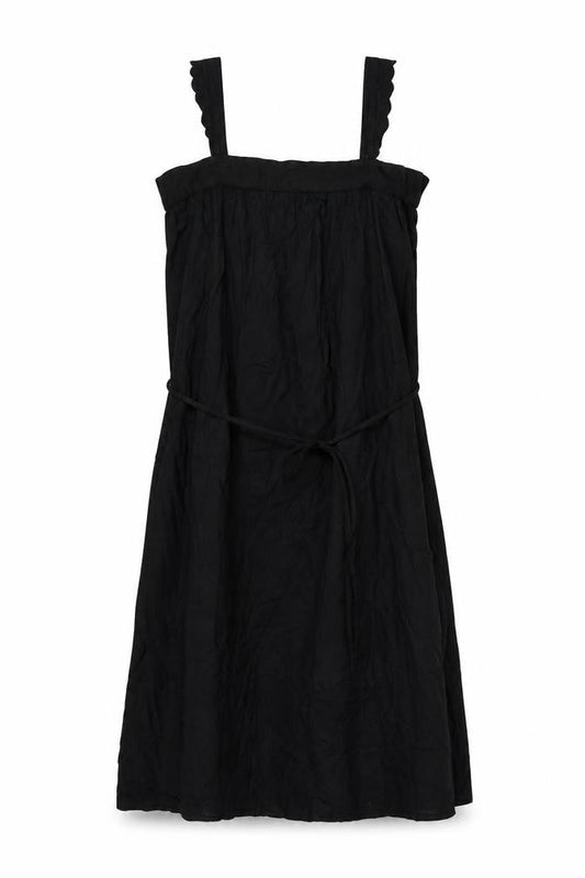 Marks Womens Black Linen Tank Dress Size 12 Square Neck Pullover