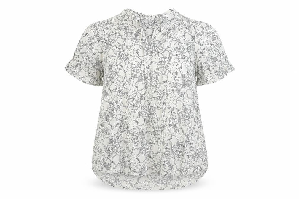 Marks & Spencer Womens White Floral Viscose Basic Blouse Size 12 V-Neck