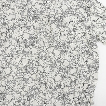 Marks & Spencer Womens White Floral Viscose Basic Blouse Size 12 V-Neck