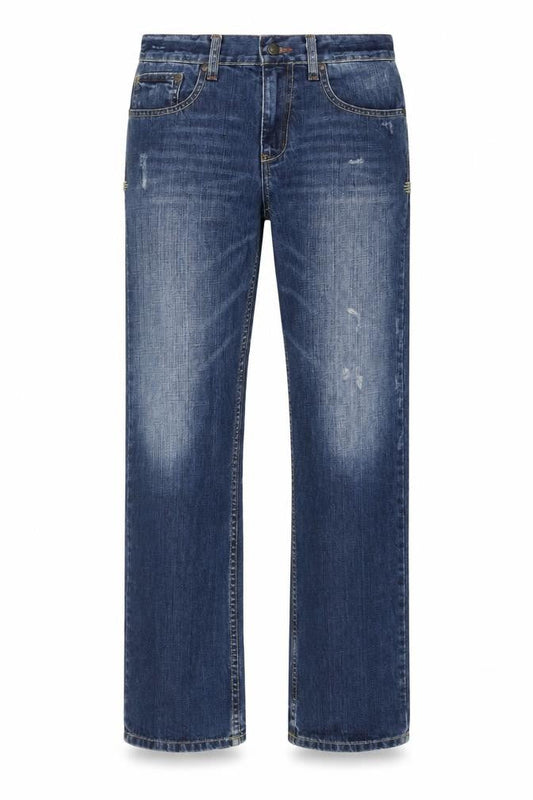 Johnnie Mens Blue Cotton Straight Jeans Size 30 in L30 in Regular Button