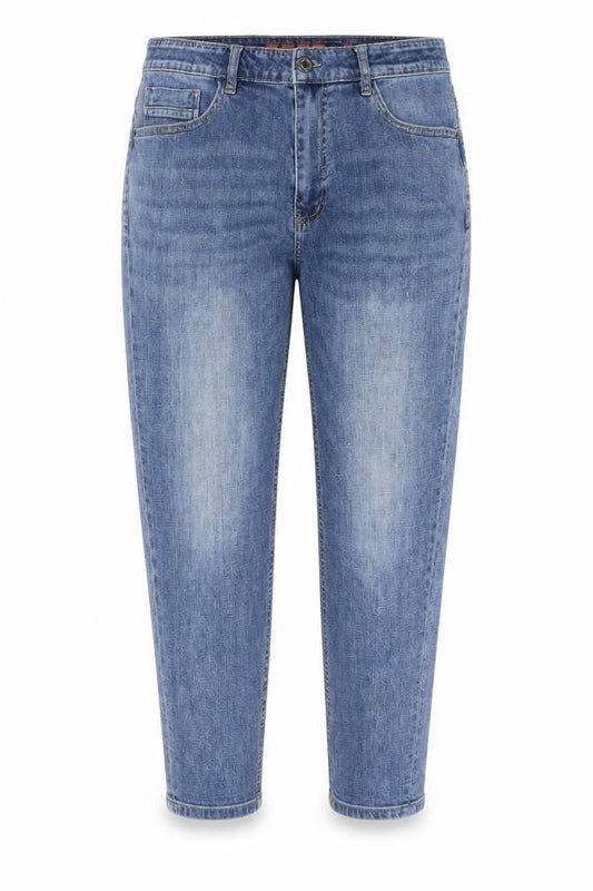 Yishion Womens Blue Cotton Mom Jeans Size 34 in L25 in Regular Button