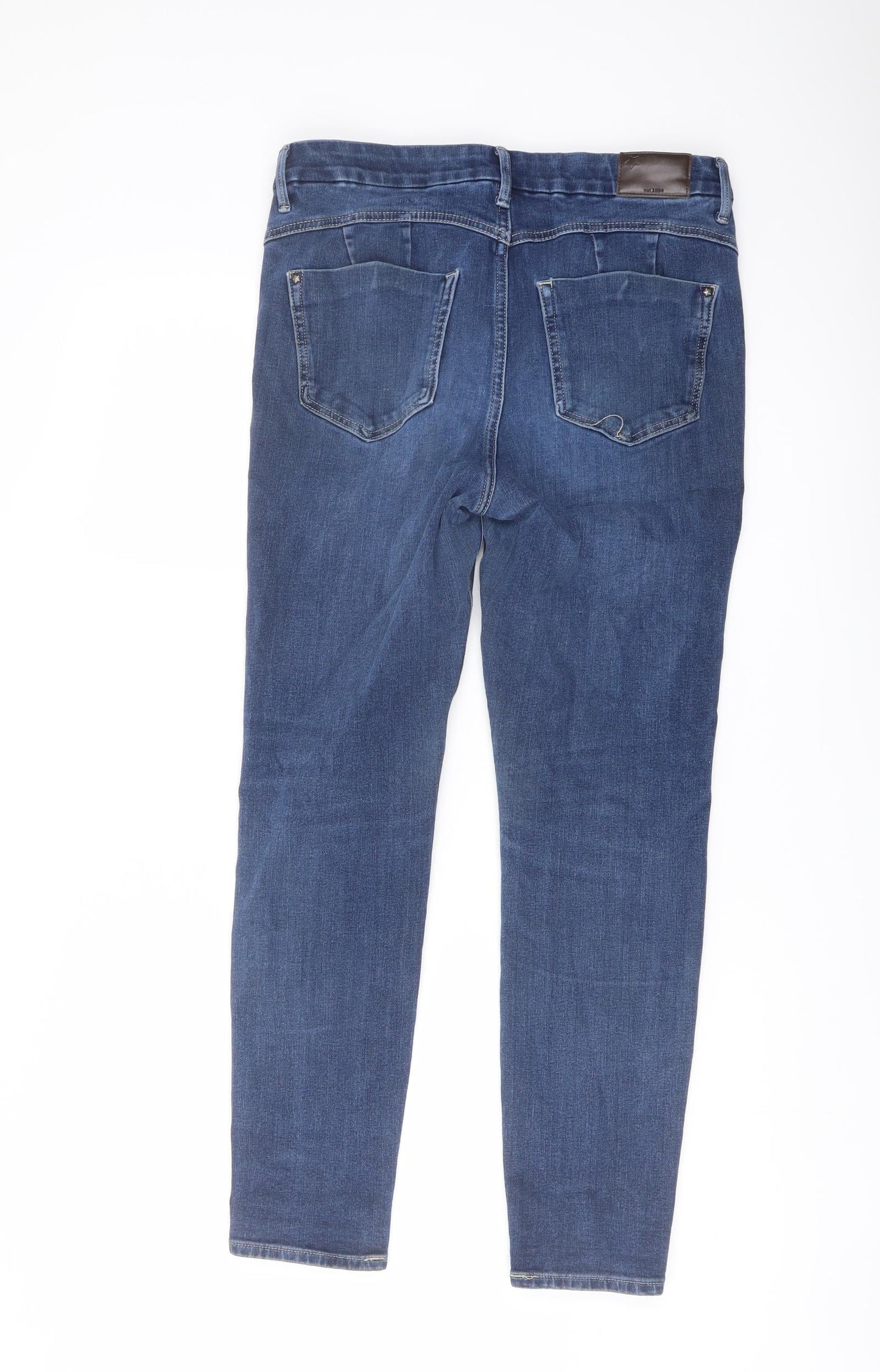 Marks and Spencer Womens Blue Cotton Skinny Jeans Size 12 L26 in Regular Button