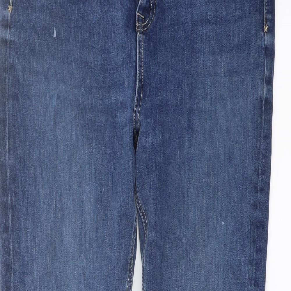 Marks and Spencer Womens Blue Cotton Skinny Jeans Size 12 L26 in Regular Button