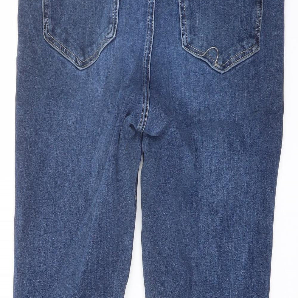 Marks and Spencer Womens Blue Cotton Skinny Jeans Size 12 L26 in Regular Button