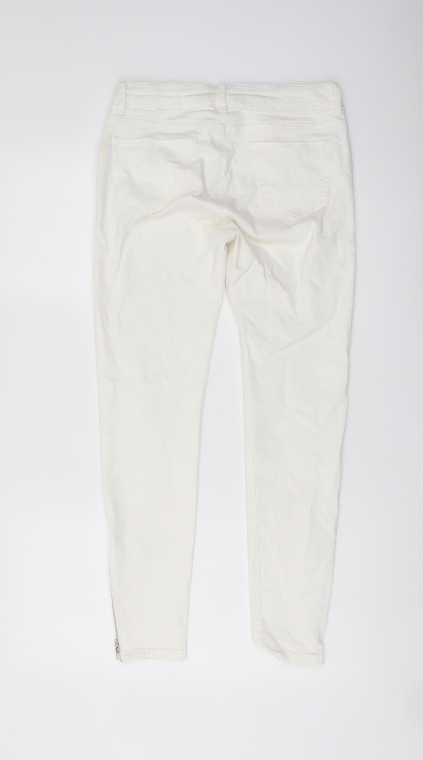 Marks and Spencer Womens Ivory Cotton Skinny Jeans Size 10 L26 in Regular Button