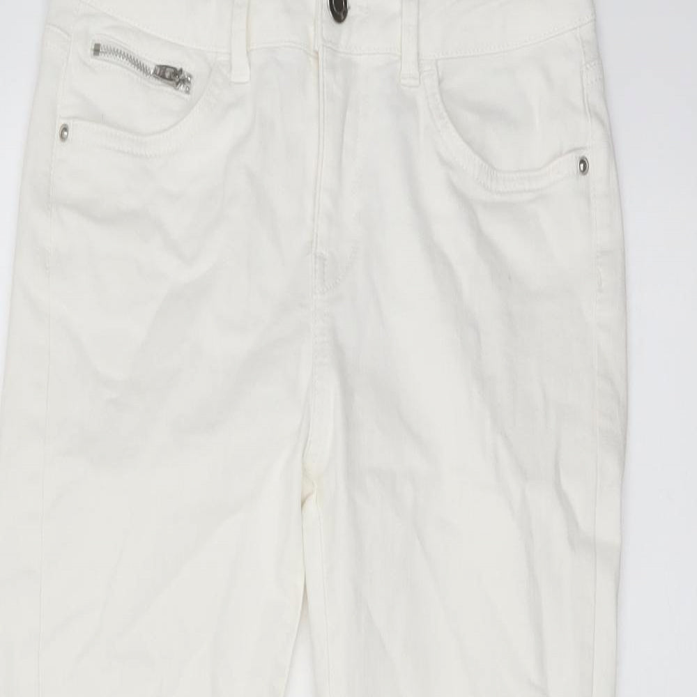 Marks and Spencer Womens Ivory Cotton Skinny Jeans Size 10 L26 in Regular Button