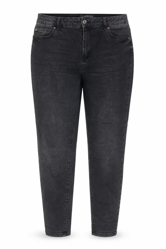 Front view of Denim & Co. women’s grey cotton skinny jeans, size UK 16, 28-inch leg regular button