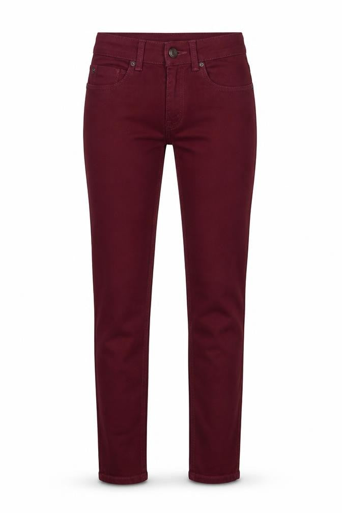 Topshop Womens Red Cotton Straight Jeans Size 26 in L30 in Regular Button