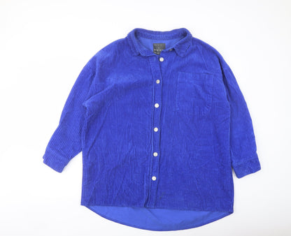 Additional front view of Denim & Co. women’s blue jacket, size UK 14, button