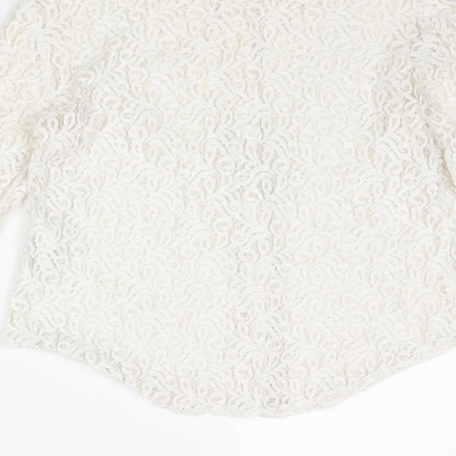 Zara Womens Ivory Cotton Basic Blouse Size S Collared