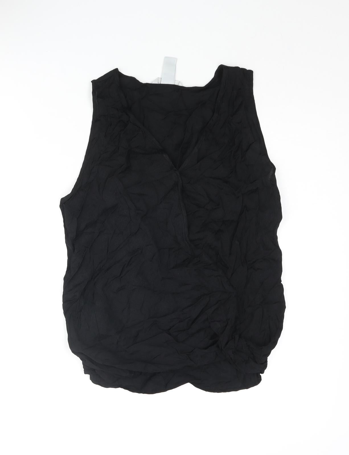 H&M Womens Black Animal Print Viscose Camisole Blouse Size 8 V-Neck - Snake Print Wrap Style