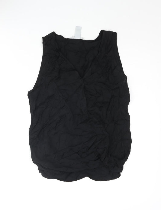 H&M Womens Black Animal Print Viscose Camisole Blouse Size 8 V-Neck - Snake Print Wrap Style