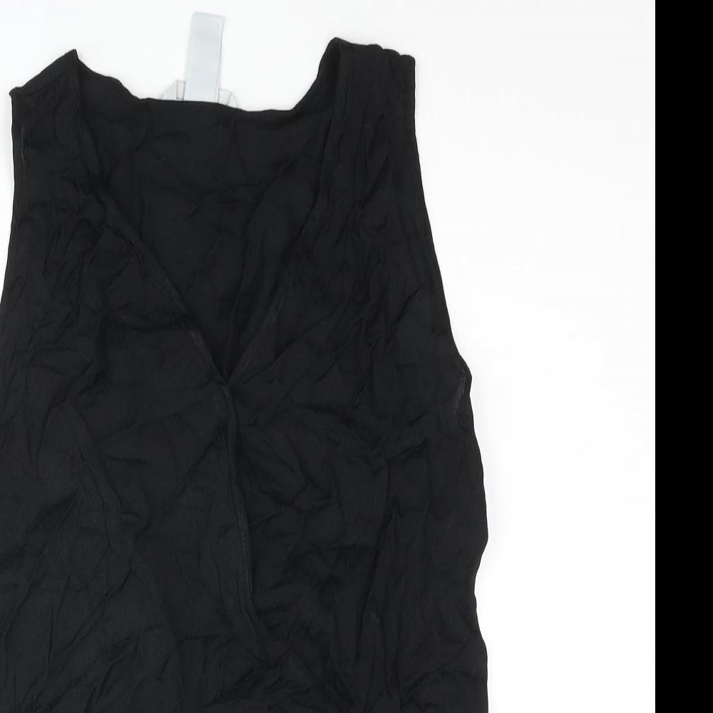 H&M Womens Black Animal Print Viscose Camisole Blouse Size 8 V-Neck - Snake Print Wrap Style