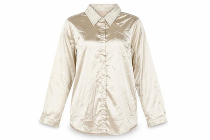 PRETTYLITTLETHING Womens Gold Polyester Basic Button-Up Size S Collared